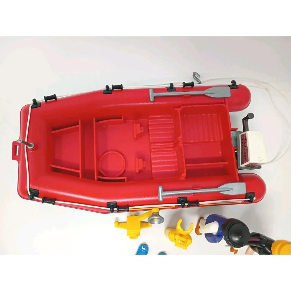 Vintage Playmobil 3772 Divers Raft Boat Scuba Gear 1993 Incomplete
